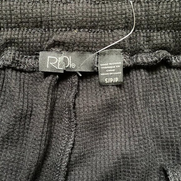 𝅺RDI Bnwot Waffle Joggers New Stretch Drawstring Black Pants - Picture 5 of 13